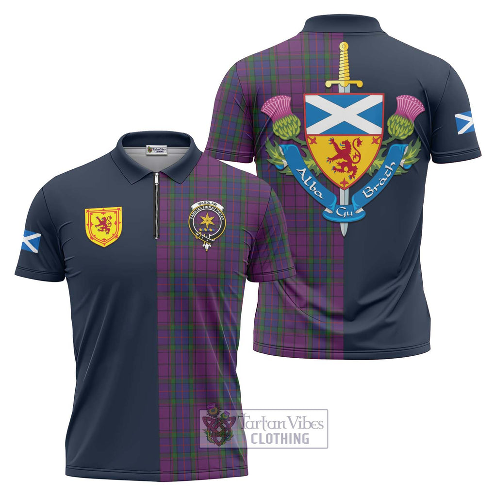 Tartan Vibes Clothing Wardlaw Tartan Zipper Polo Shirt with Scottish Lion Royal Arm Half Style