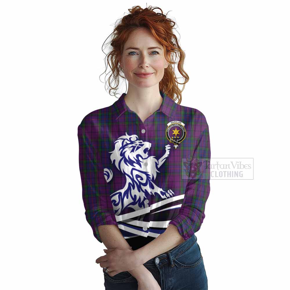 Tartan Vibes Clothing Wardlaw Tartan Women's Casual Shirt with Alba Gu Brath Regal Lion Emblem