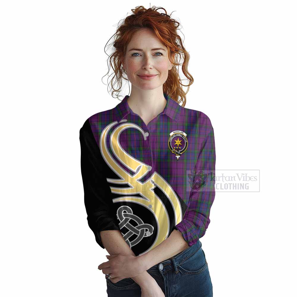 Tartan Vibes Clothing Wardlaw Tartan Women's Casual Shirt with Family Crest and Celtic Symbol Style