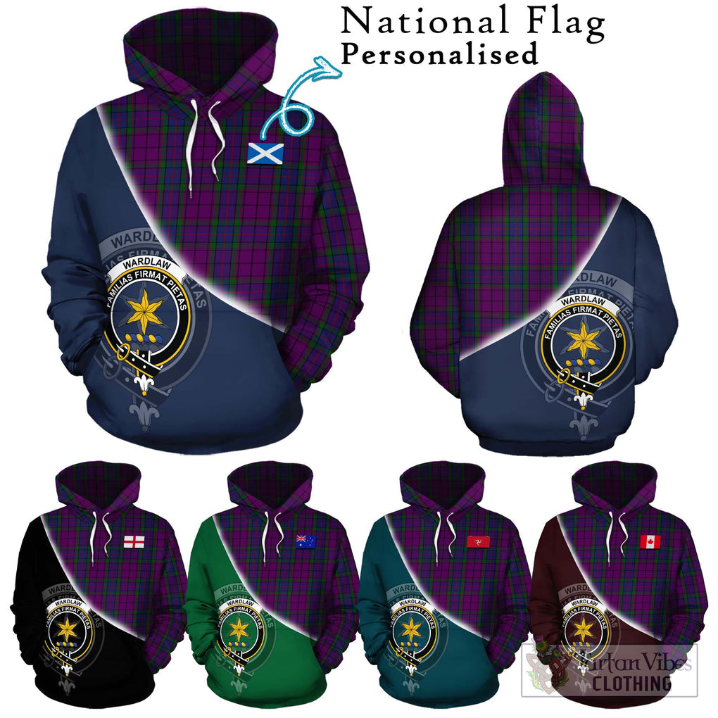 Wardlaw Tartan Hoodie with Personalised National Flag and Family Crest Half Style Zip Hoodie - Tartanvibesclothing Shop