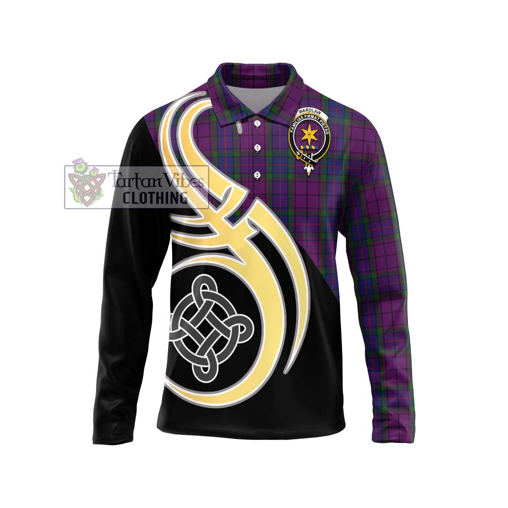 Wardlaw Tartan Long Sleeve Polo Shirt with Family Crest and Celtic Symbol Style Unisex - Tartan Vibes Clothing