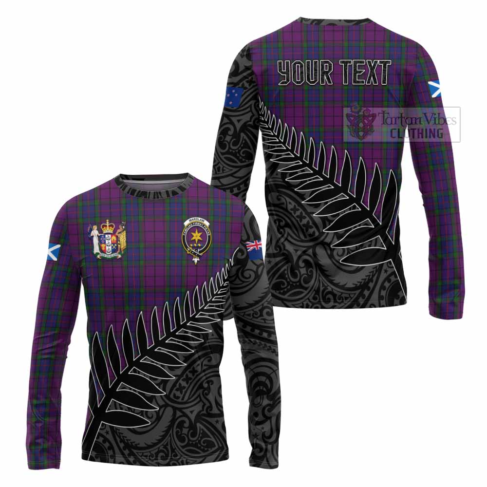 Tartan Vibes Clothing Wardlaw Crest Tartan Long Sleeve T-Shirt with New Zealand Silver Fern Half Style