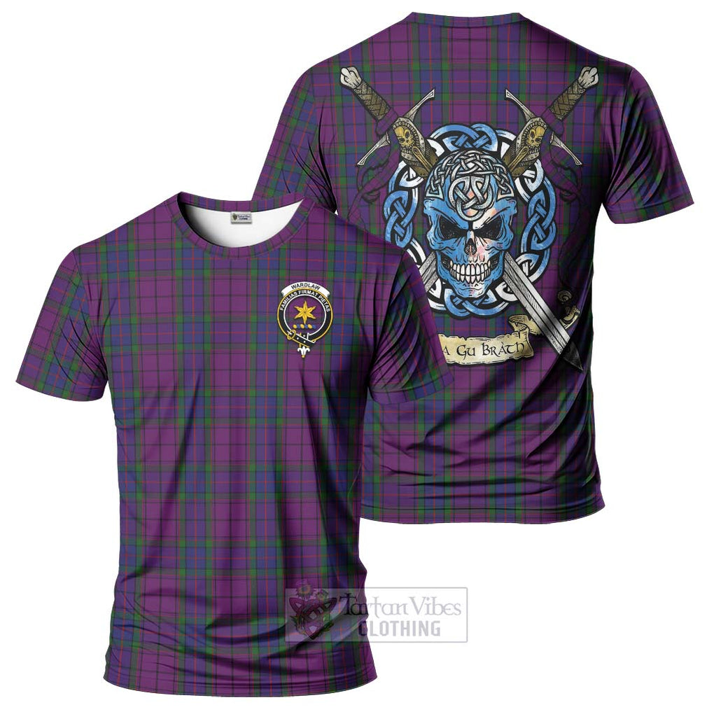 Tartan Vibes Clothing Wardlaw Tartan T-Shirt with Family Crest Celtic Skull Style