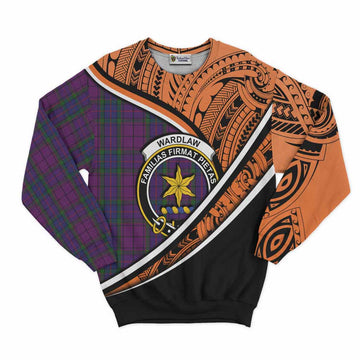 Wardlaw Crest Tartan Sweatshirt with Polynesian Vibes Style - Orange Version