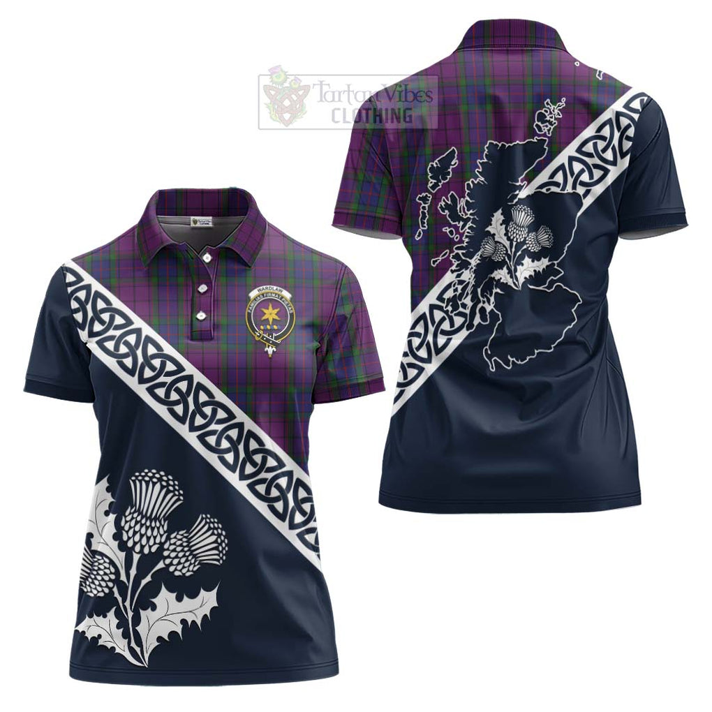 Tartan Vibes Clothing Wardlaw Tartan Women's Polo Shirt Featuring Thistle and Scotland Map