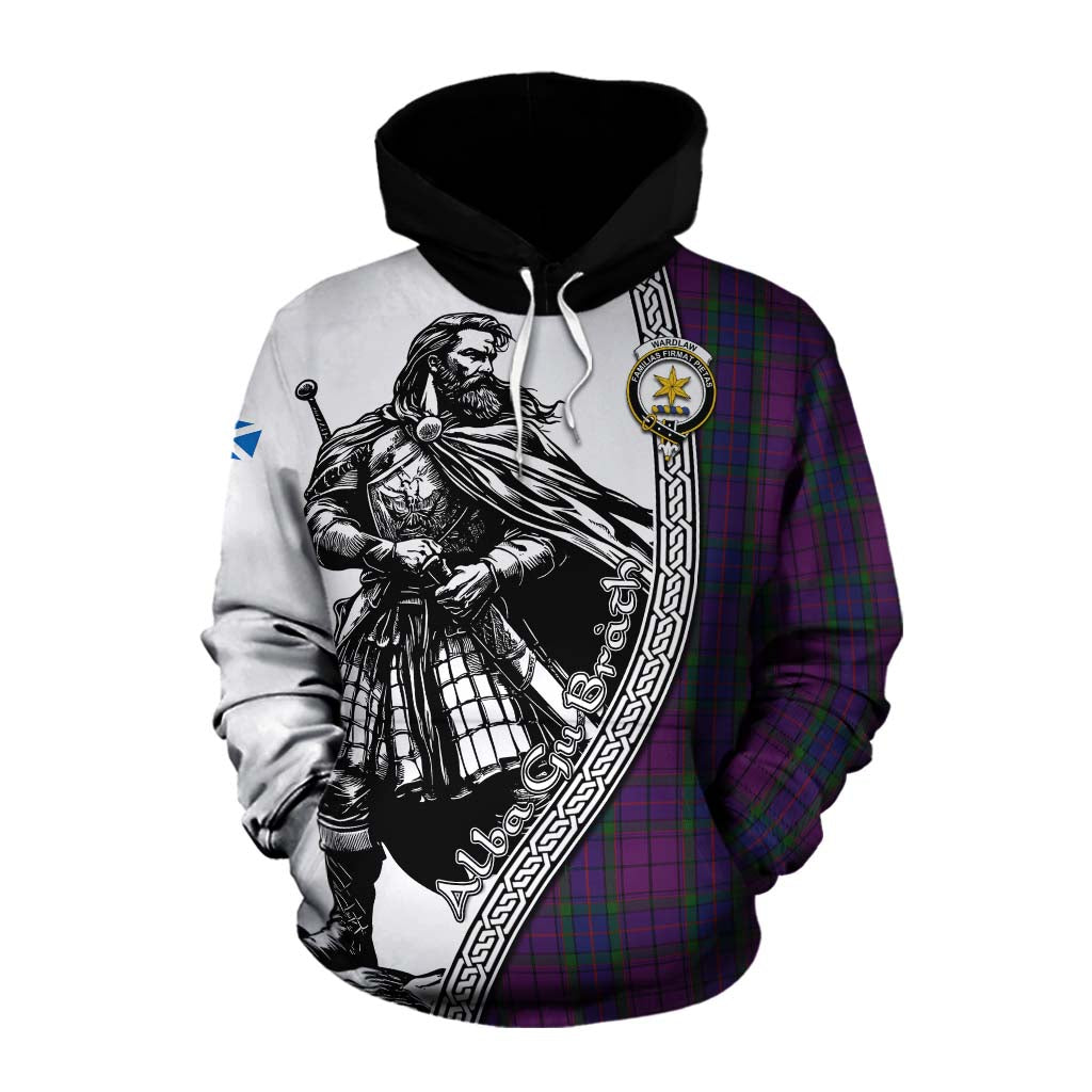 Tartan Vibes Clothing Wardlaw Tartan Clan Crest Cotton Hoodie with Highlander Warrior Celtic Style