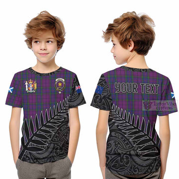 Wardlaw Crest Tartan Kid T-Shirt with New Zealand Silver Fern Half Style