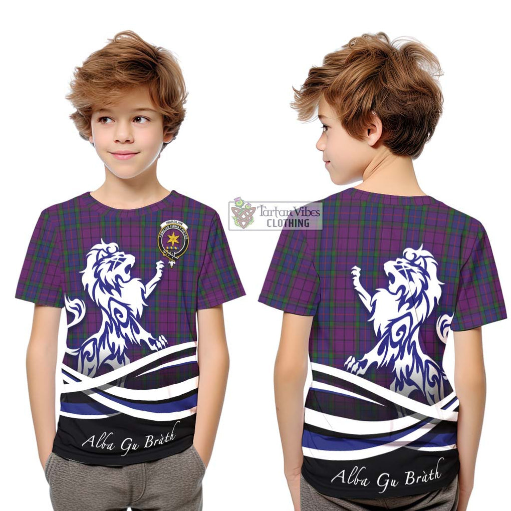 Wardlaw Tartan Kid T-Shirt with Alba Gu Brath Regal Lion Emblem Youth XL Size14 - Tartanvibesclothing Shop