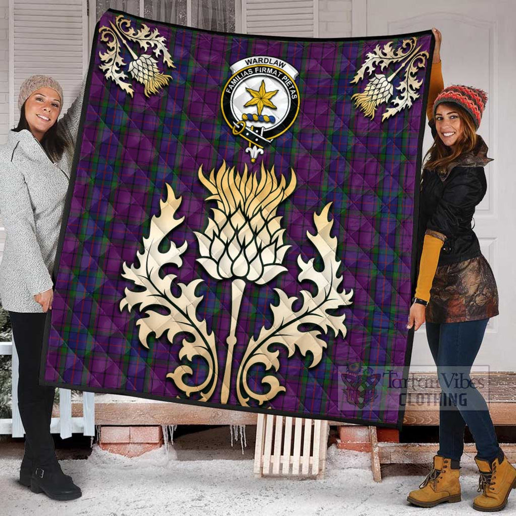 Tartan Vibes Clothing Wardlaw Tartan Quilt with Family Crest and Golden Thistle Style