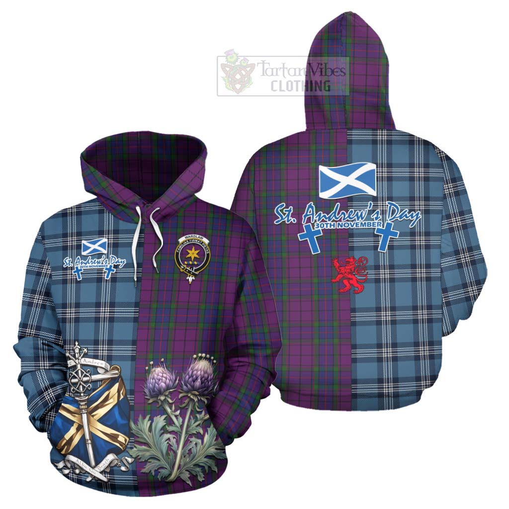 Tartan Vibes Clothing Wardlaw Tartan Hoodie Happy St. Andrew's Day Half Tartan Style