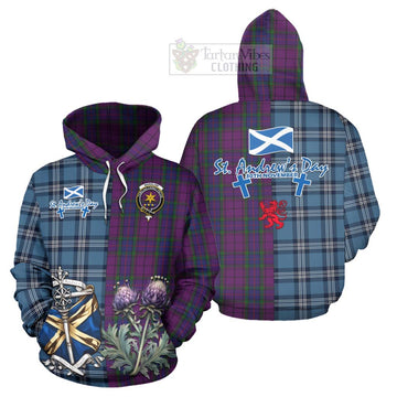 Wardlaw Tartan Hoodie Happy St. Andrew's Day Half Tartan Style