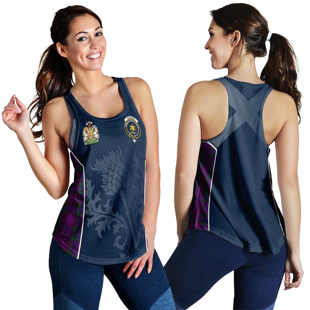 Tartan Vibes Clothing Wardlaw Tartan Women's Racerback Tanks with Family Crest and Scottish Thistle Vibes Sport Style