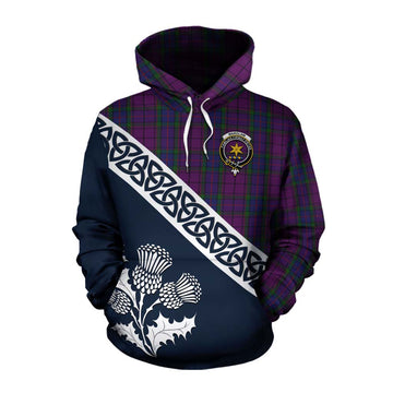 Wardlaw Tartan Cotton Hoodie Featuring Thistle and Scotland Map