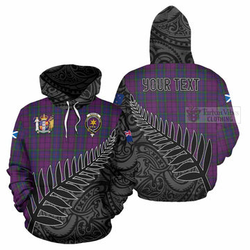 Wardlaw Crest Tartan Hoodie with New Zealand Silver Fern Half Style