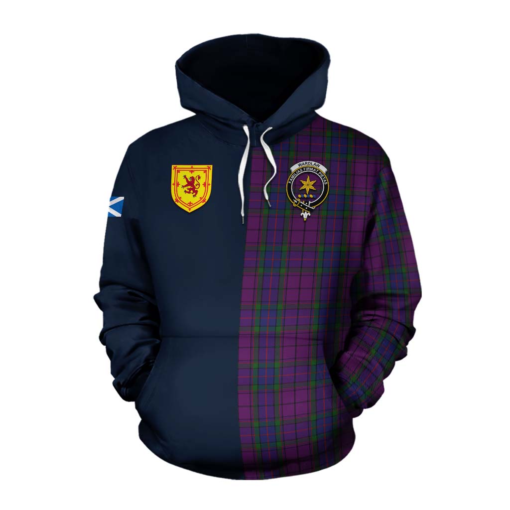 Tartan Vibes Clothing Wardlaw Tartan Cotton Hoodie Alba with Scottish Lion Royal Arm Half Style