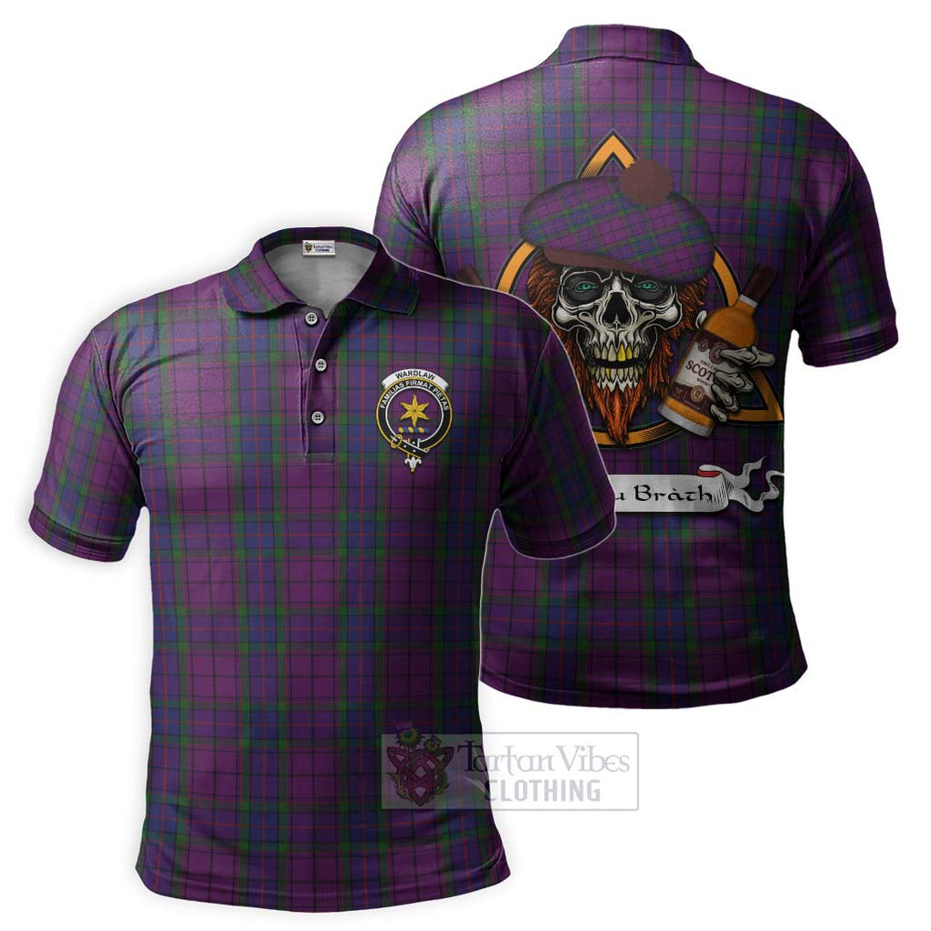 Tartan Vibes Clothing Wardlaw Tartan Polo Shirt with Family Crest and Bearded Skull Holding Bottles of Whiskey