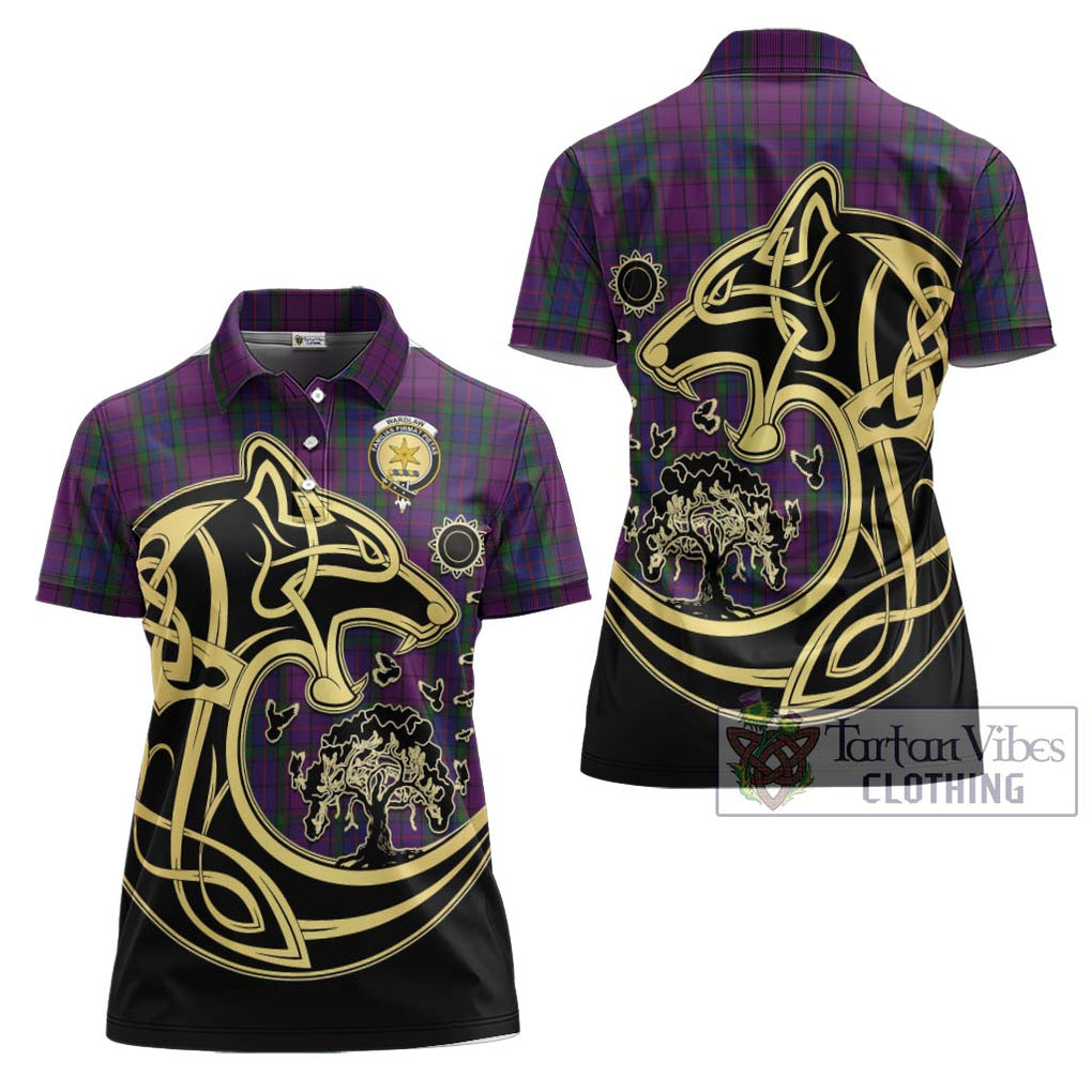 Wardlaw Tartan Women's Polo Shirt with Family Crest Celtic Wolf Style Women - Tartanvibesclothing Shop