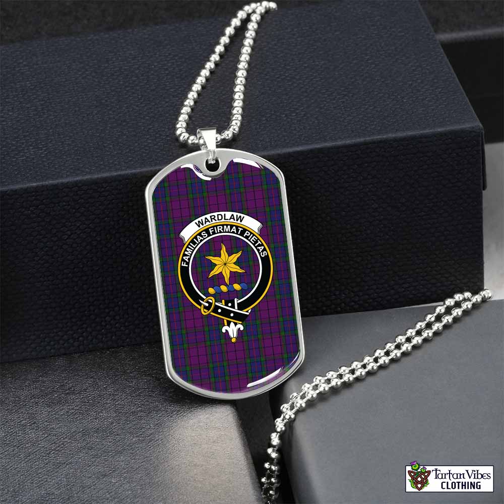 Tartan Vibes Clothing Wardlaw Tartan Dog Tag Necklace with Family Crest