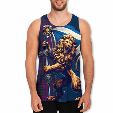 Wardlaw Tartan Family Crest Men's Tank Top with Scottish Majestic Lion