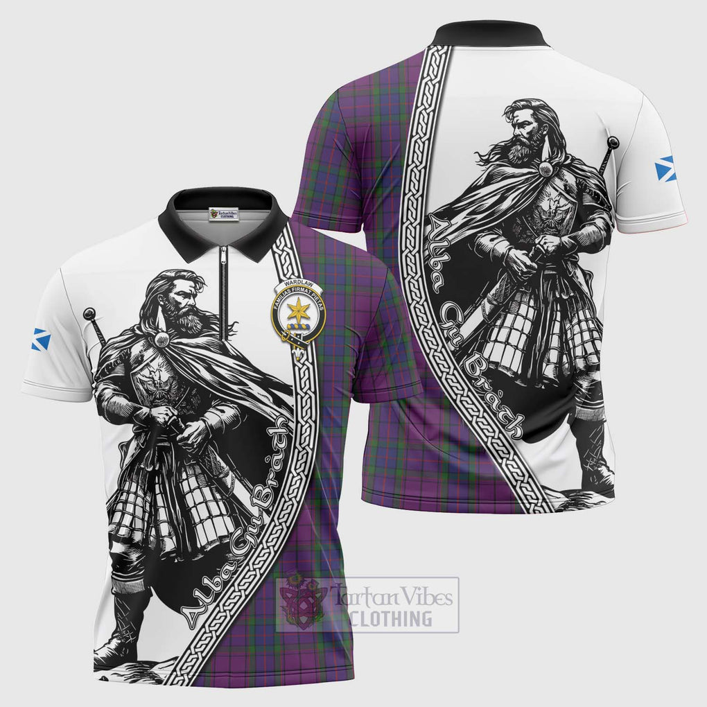 Tartan Vibes Clothing Wardlaw Tartan Clan Crest Zipper Polo Shirt with Highlander Warrior Celtic Style