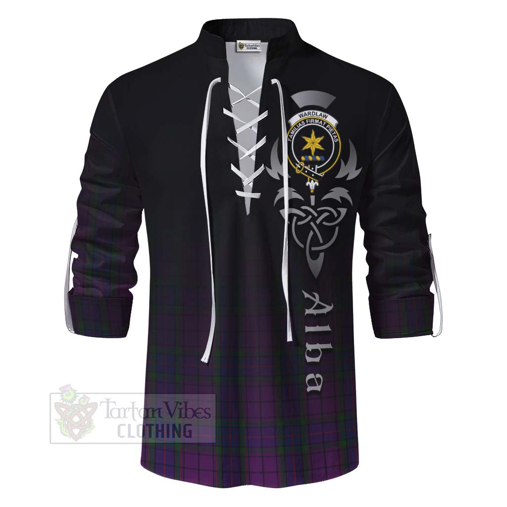 Tartan Vibes Clothing Wardlaw Tartan Ghillie Kilt Shirt Featuring Alba Gu Brath Family Crest Celtic Inspired