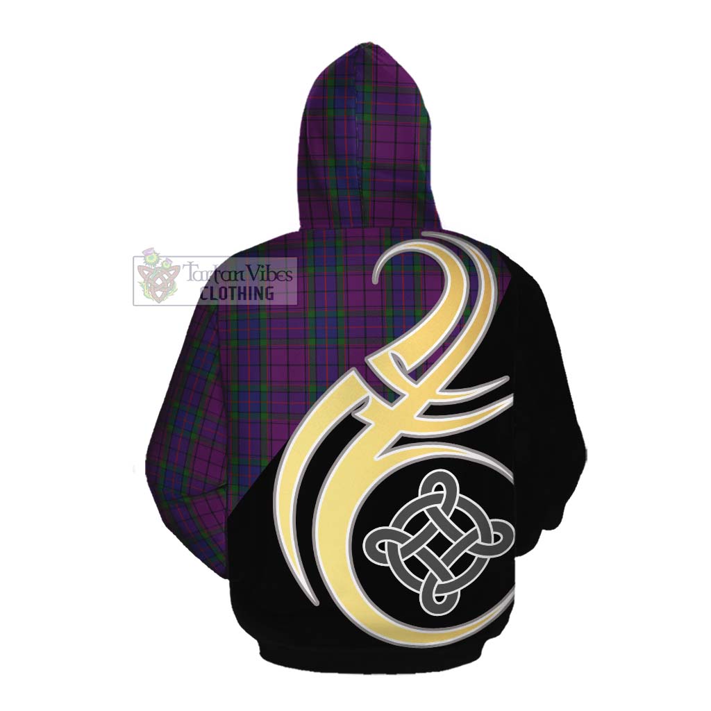 Tartan Vibes Clothing Wardlaw Tartan Cotton Hoodie with Family Crest and Celtic Symbol Style