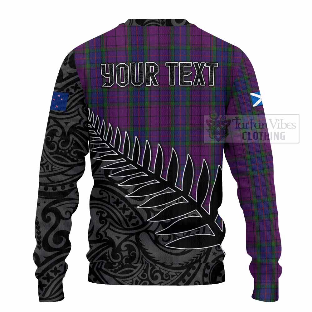 Tartan Vibes Clothing Wardlaw Crest Tartan Knitted Sweater with New Zealand Silver Fern Half Style