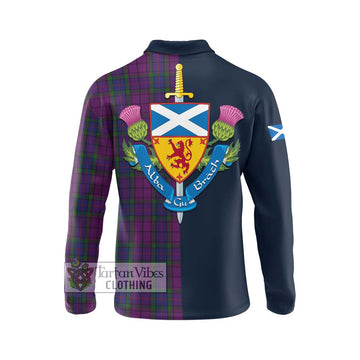 Wardlaw Tartan Long Sleeve Polo Shirt Alba with Scottish Lion Royal Arm Half Style