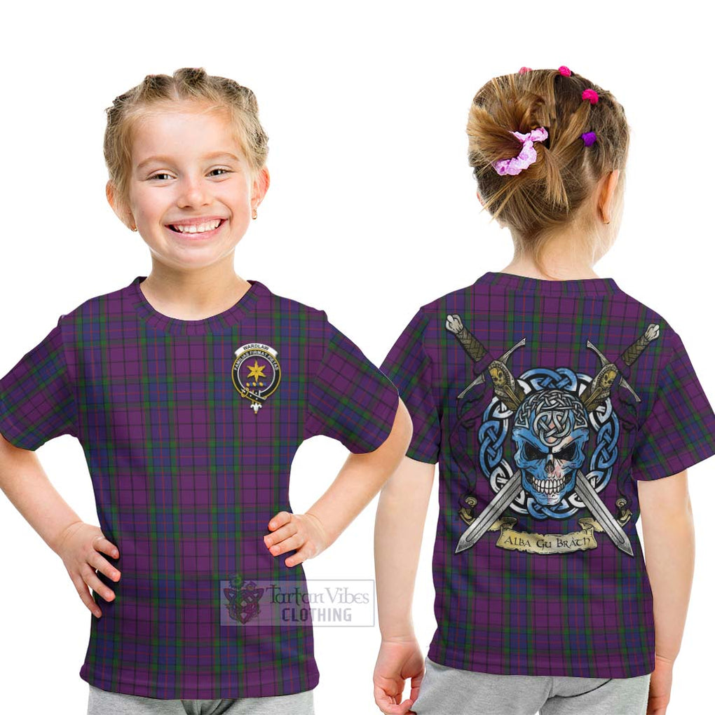 Tartan Vibes Clothing Wardlaw Tartan Kid T-Shirt with Family Crest Celtic Skull Style