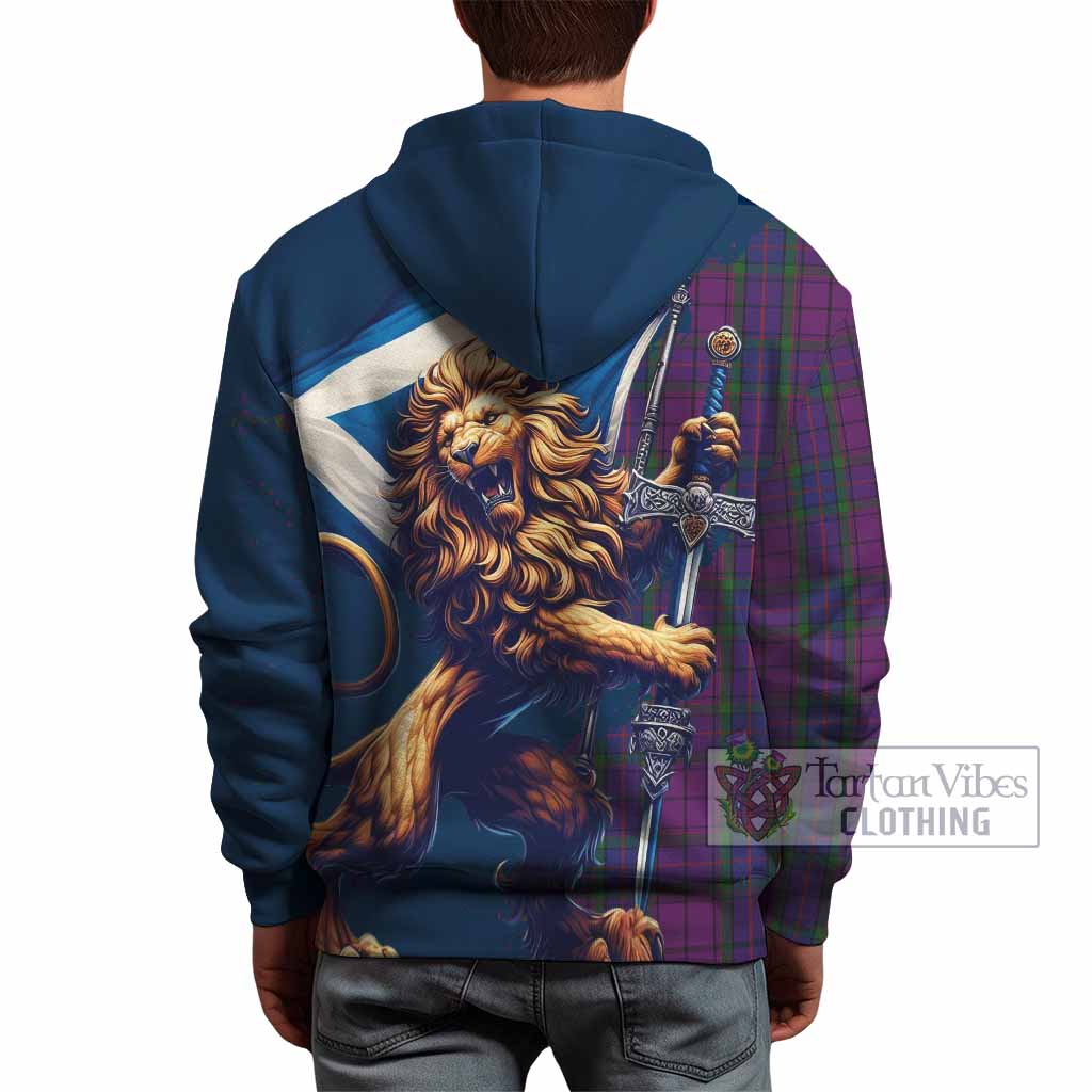 Wardlaw Tartan Family Crest Hoodie with Scottish Majestic Lion