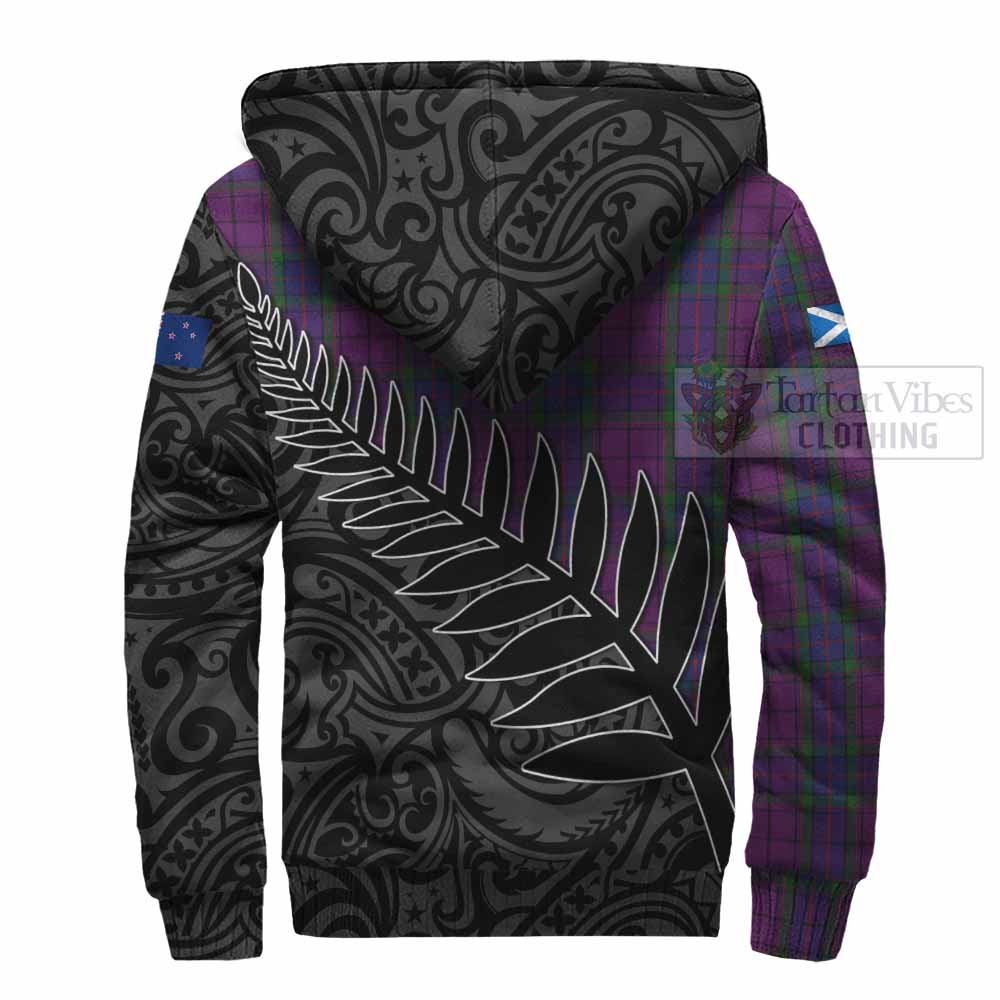 Tartan Vibes Clothing Wardlaw Crest Tartan Sherpa Hoodie with New Zealand Silver Fern Half Style