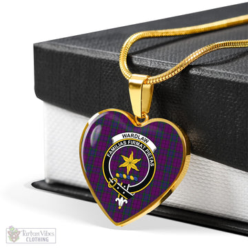Wardlaw Tartan Heart Necklace with Family Crest