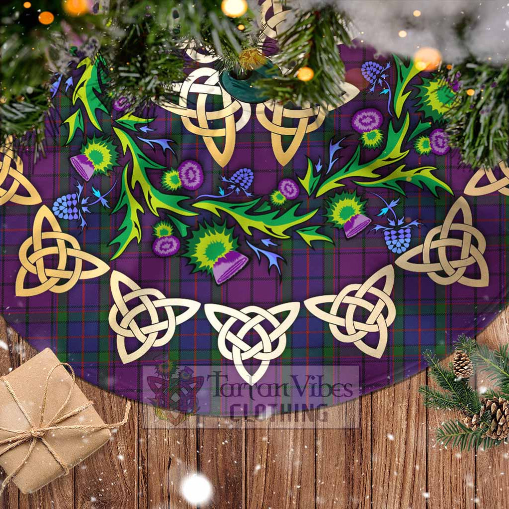 Tartan Vibes Clothing Wardlaw Tartan Christmas Tree Skirt with Thistle Celtic Knot Style