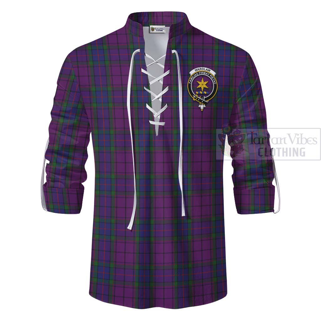 Tartan Vibes Clothing Wardlaw Tartan Ghillie Kilt Shirt with Family Crest Celtic Skull Style