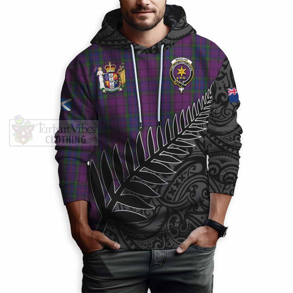 Tartan Vibes Clothing Wardlaw Crest Tartan Hoodie with New Zealand Silver Fern Half Style