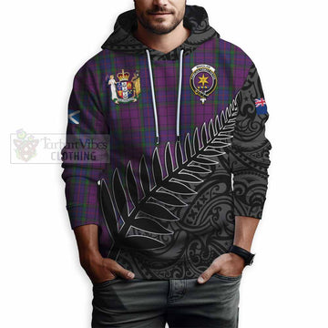 Wardlaw Crest Tartan Hoodie with New Zealand Silver Fern Half Style