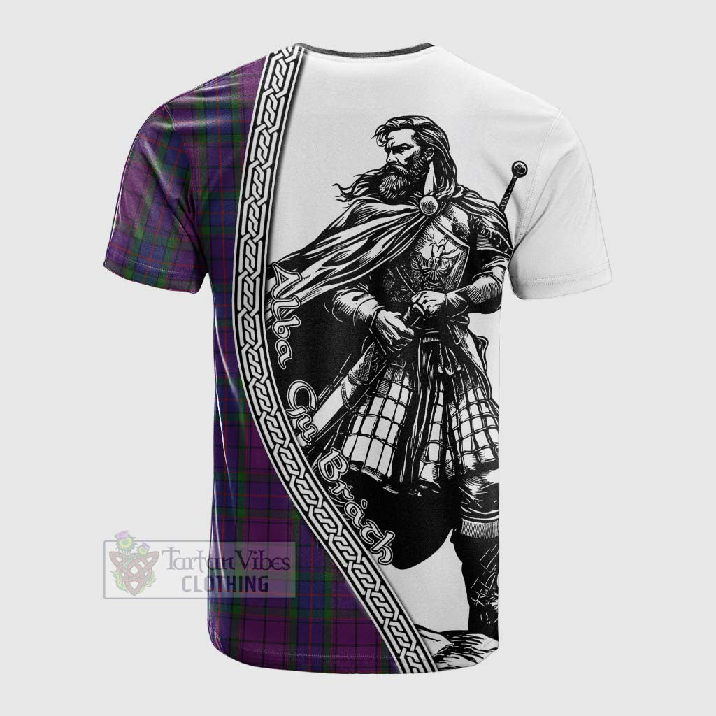 Tartan Vibes Clothing Wardlaw Tartan Clan Crest Cotton T-shirt with Highlander Warrior Celtic Style