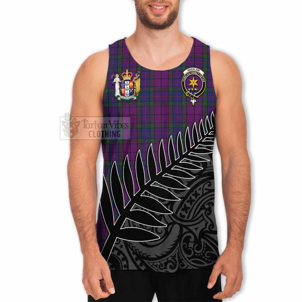 Tartan Vibes Clothing Wardlaw Crest Tartan Men's Tank Top with New Zealand Silver Fern Half Style