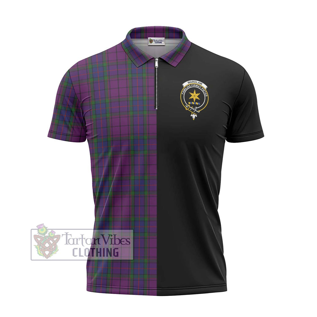 Wardlaw Tartan Zipper Polo Shirt with Family Crest and Half Of Me Style - Tartanvibesclothing Shop