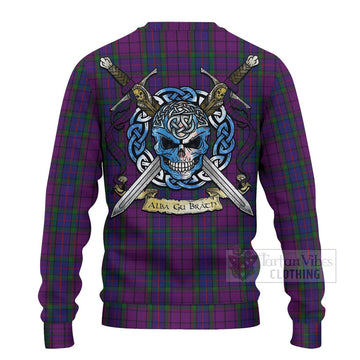 Wardlaw Tartan Ugly Sweater with Family Crest Celtic Skull Style