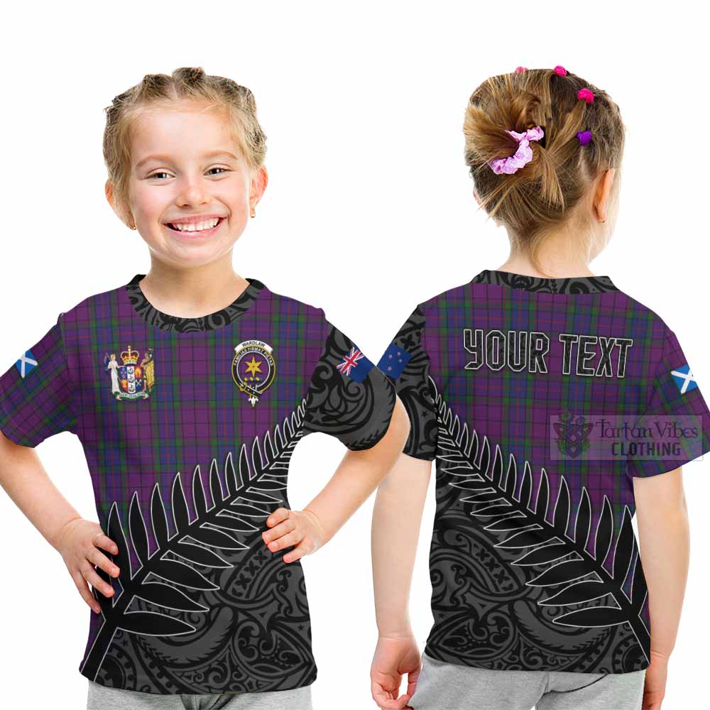 Tartan Vibes Clothing Wardlaw Crest Tartan Kid T-Shirt with New Zealand Silver Fern Half Style