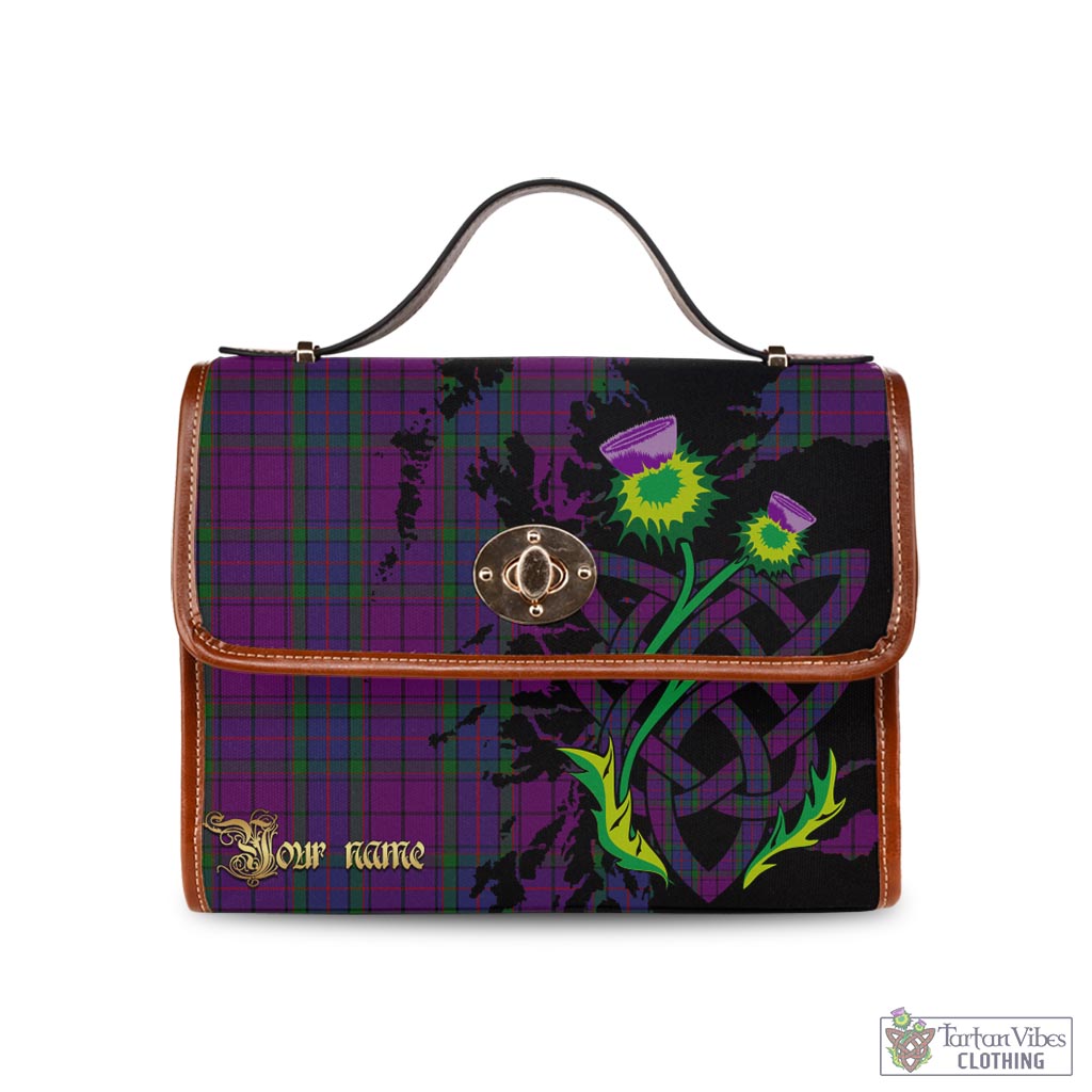 Tartan Vibes Clothing Wardlaw Tartan Waterproof Canvas Bag with Scotland Map and Thistle Celtic Accents