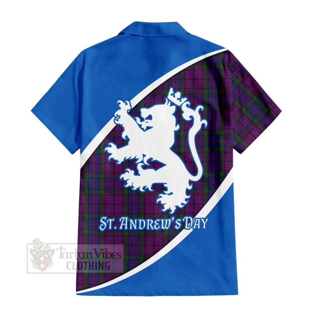 Tartan Vibes Clothing Wardlaw Family Crest Tartan Short Sleeve Button Shirt Celebrate Saint Andrew's Day in Style