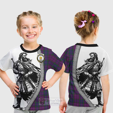 Wardlaw Tartan Clan Crest Kid T-Shirt with Highlander Warrior Celtic Style