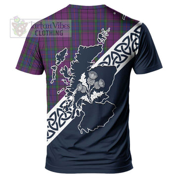 Wardlaw Tartan T-Shirt Featuring Thistle and Scotland Map