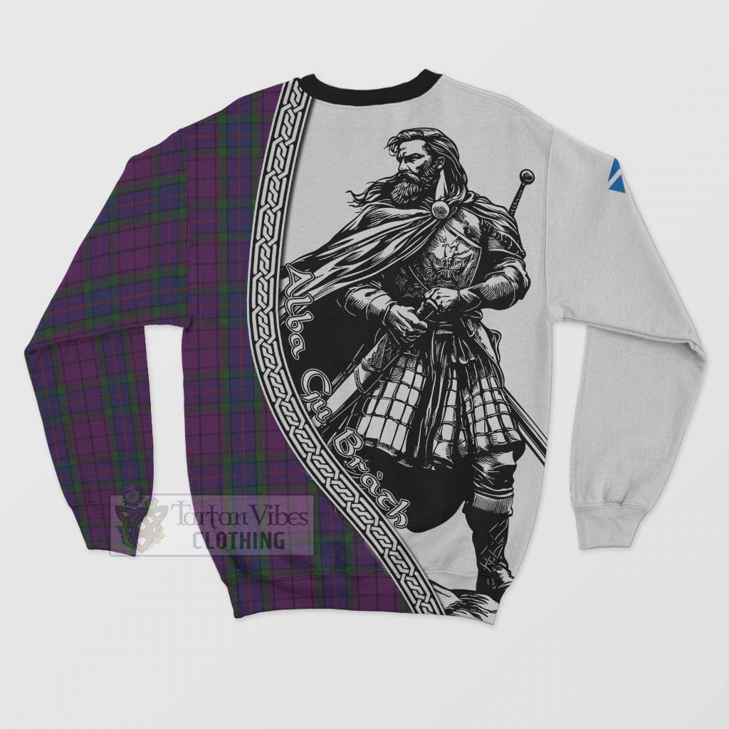 Tartan Vibes Clothing Wardlaw Tartan Clan Crest Sweatshirt with Highlander Warrior Celtic Style