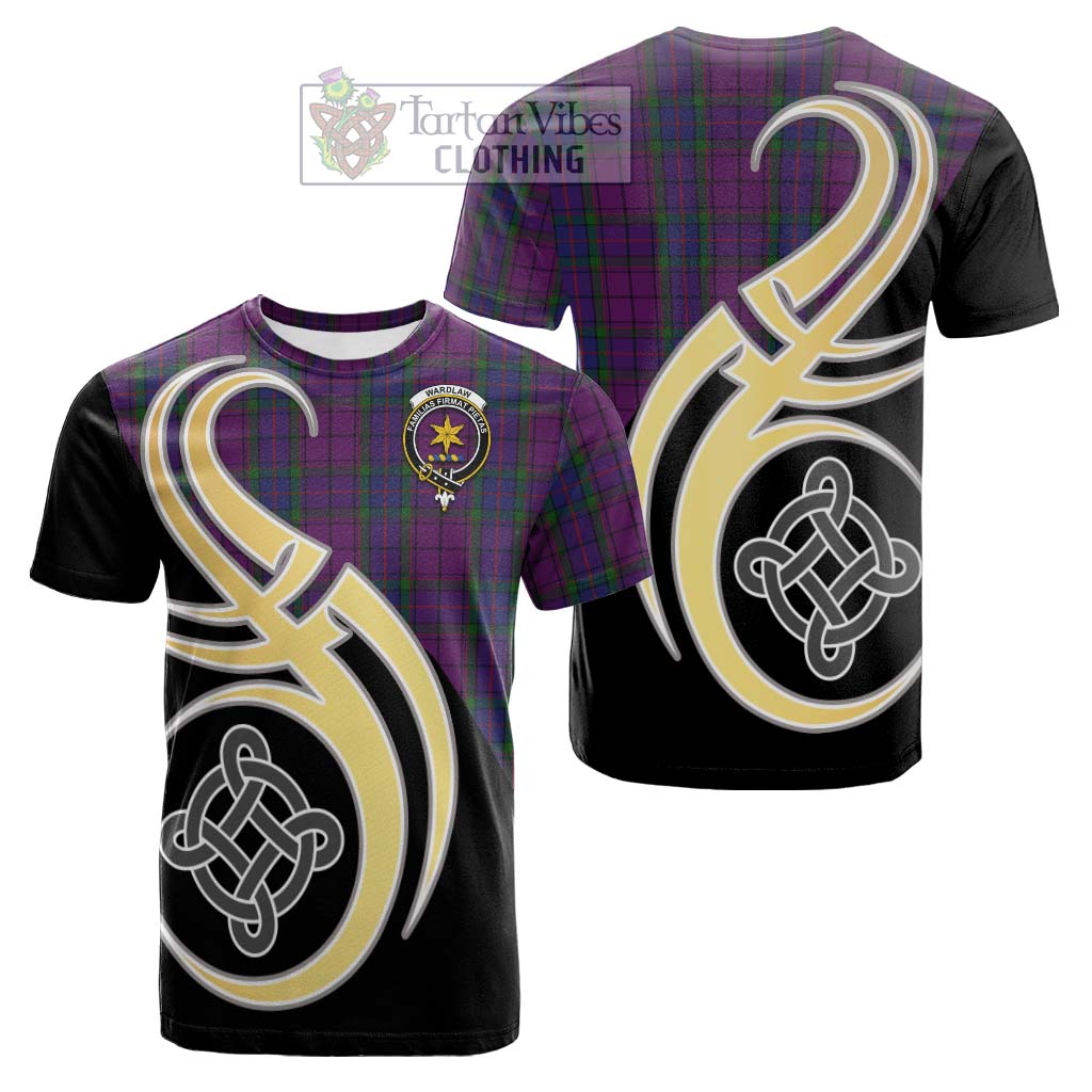 Tartan Vibes Clothing Wardlaw Tartan Cotton T-shirt with Family Crest and Celtic Symbol Style