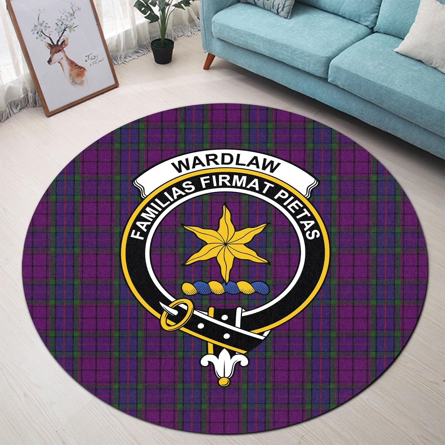 wardlaw-tartan-round-rug-with-family-crest