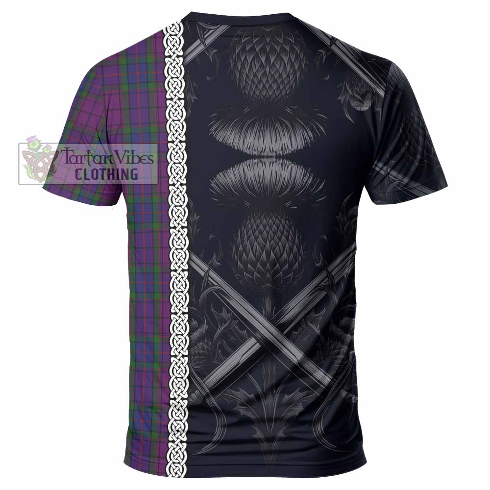 Tartan Vibes Clothing Wardlaw Tartan T-Shirt with Family Crest Cross Sword Thistle Celtic Vibes