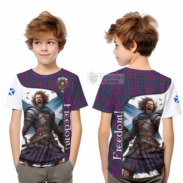 Wardlaw Crest Tartan Kid T-Shirt Inspired by the Freedom of Scottish Warrior